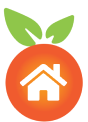Peach icon with a home icon inside