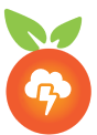 Peach icon with a storm cloud icon inside